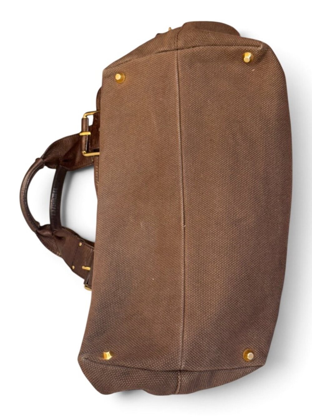Chloé Large Brown Canvas & Leather Tote Bag With Gold Accents Spacious Design & - Picture 4 of 10